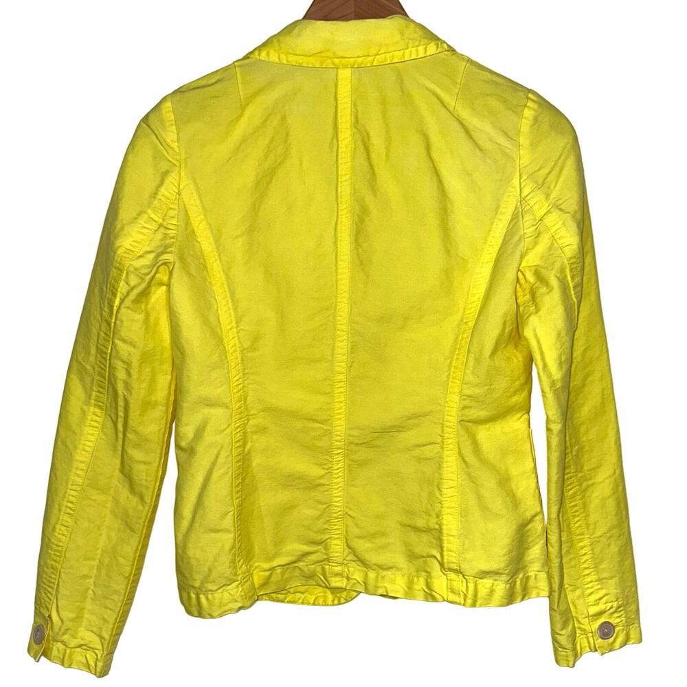 JCrew Linen Blend Bright Yellow 2-Button Blazer Jacket Size 0 - Picture 5 of 13